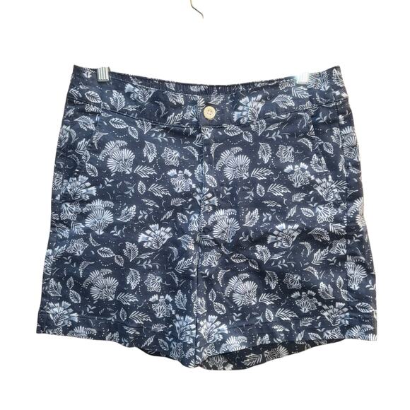 Jachs Girlfriend Floral Chino Shorts | Blue | Elastic Waist | Size M - Picture 1 of 10